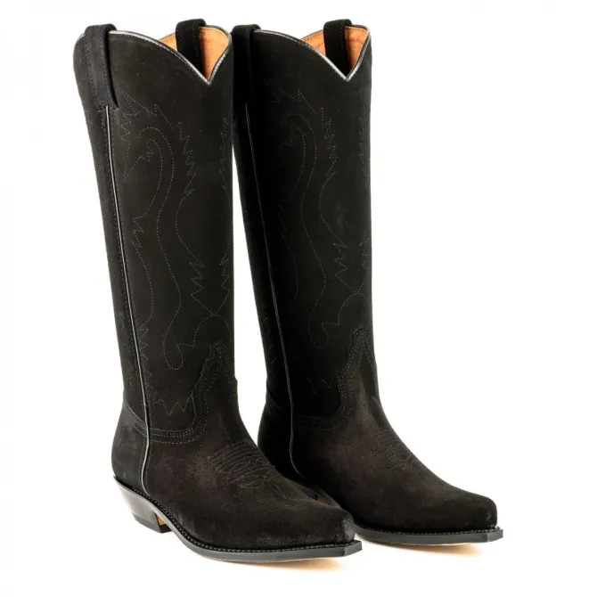 Bottes cowboy hautes en daim noir - Accessoires pour chaussures
