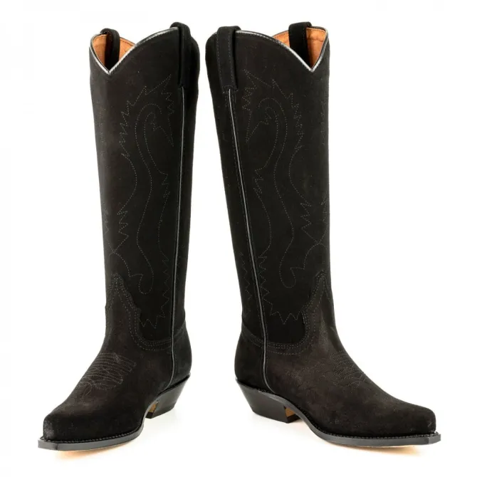 Bottes cowboy hautes en daim noir - Accessoires pour chaussures