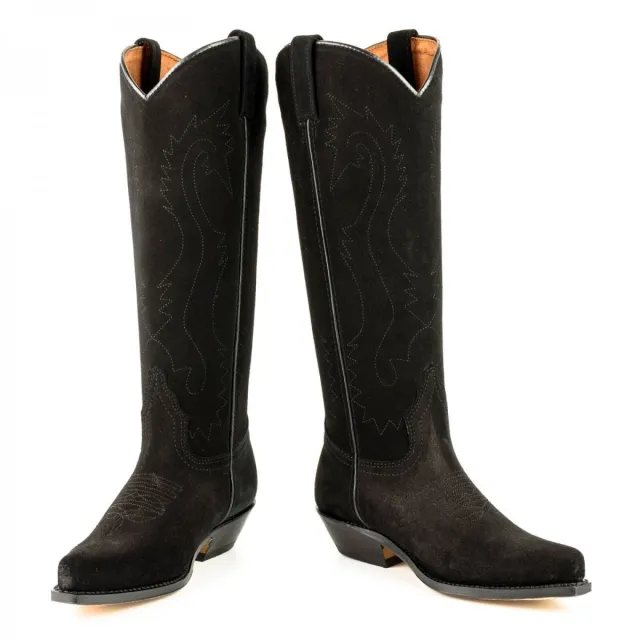 Bottes cowboy hautes en daim noir - Accessoires pour chaussures