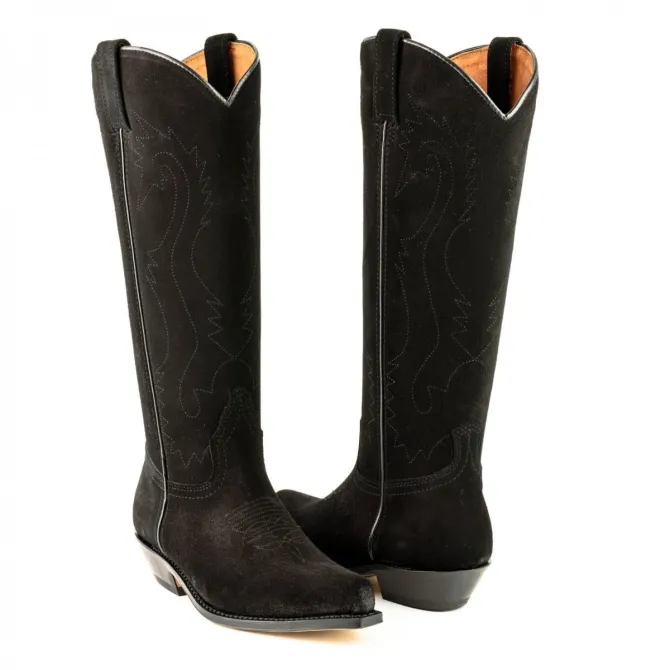 Bottes cowboy hautes en daim noir - Accessoires pour chaussures