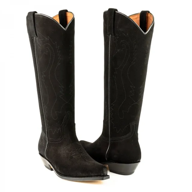 Bottes cowboy hautes en daim noir - Accessoires pour chaussures