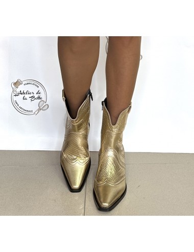 Bottines cowboy cuir doré mode - Accessoires pour chaussures